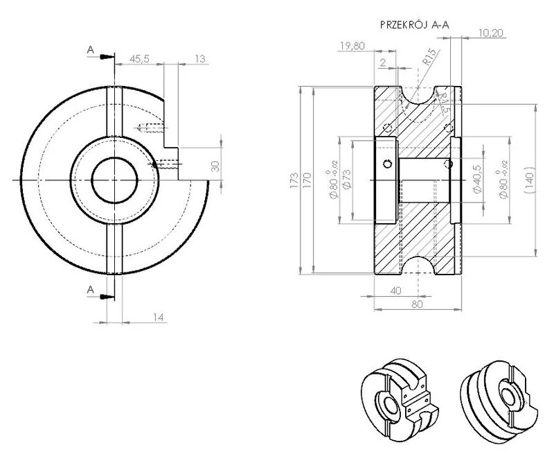 Model CAD części budowy maszyny